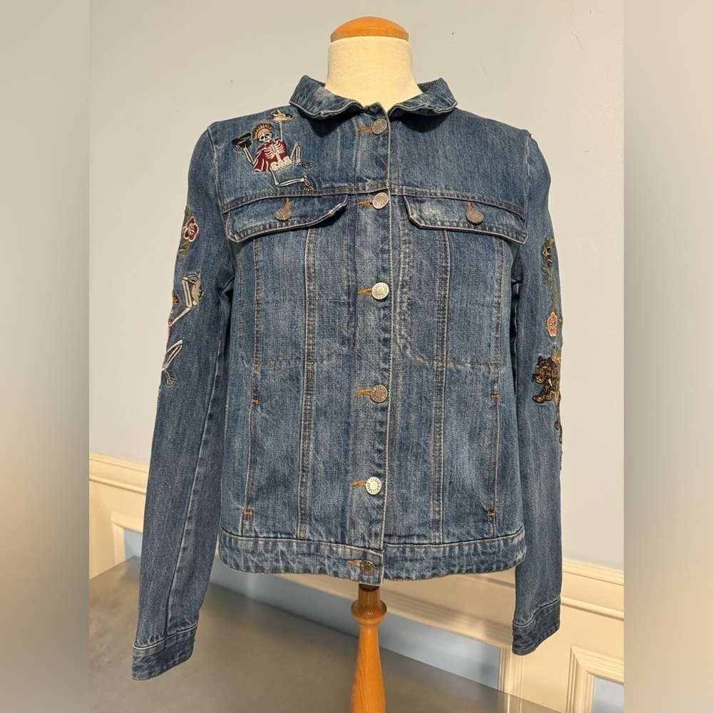 Zadig & Voltaire - RARE Kioky Tattoo embroidered denim jean jacket - Picture 2 of 16